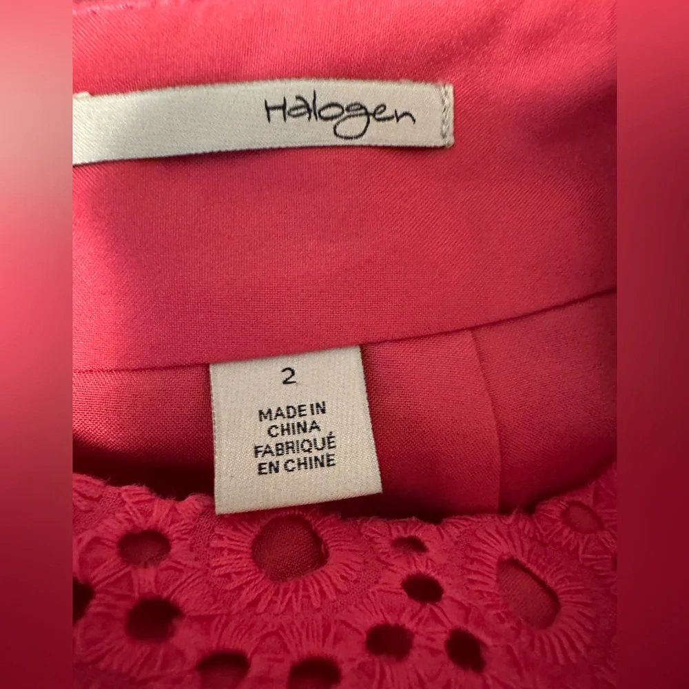 Halogen Nordstrom Eyelet Midi Skirt Pink A-Line Lined Women’s Size 2
